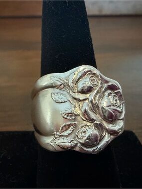 American Beauty Rose Silverware Ring